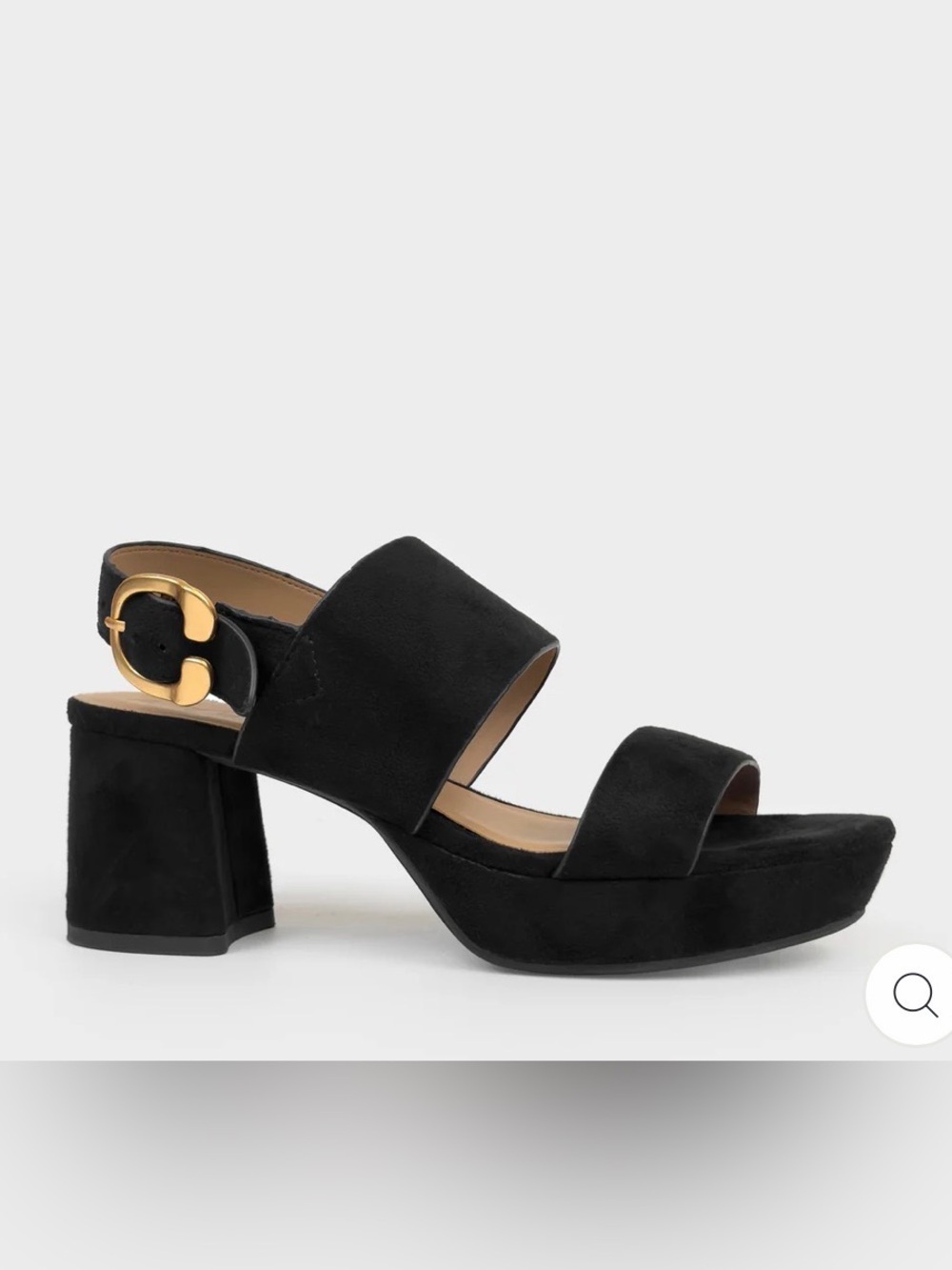AEROSOLES Black Suede Block Heel Platform Sandals